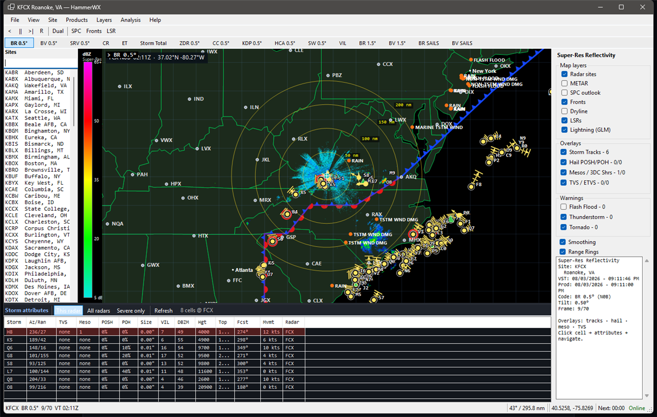 HammerWX radar app on Windows